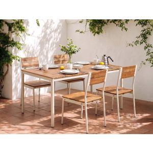 Conjunto de refeição madeira de acácia castanho giovinazzo