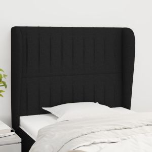 Cabeceira de cama c/ abas tecido 93x23x118/128 cm preto