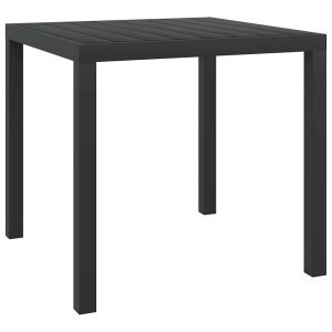 Mesa de jardim em alumínio e wpc 80x80x74 cm preto pt2513