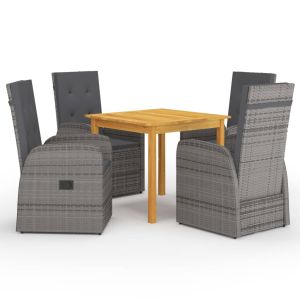 vidaXL juego de comedor para jardín 5 piezas gris