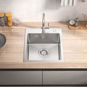 Pia de cozinha - inox escovado - 40x45cm - 1 cubo - montagem em plano - ret