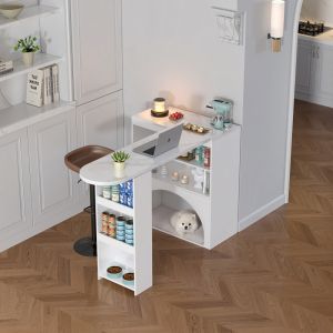 Mesa de jantar extensível com nichos mdf branca 100x120x40cm