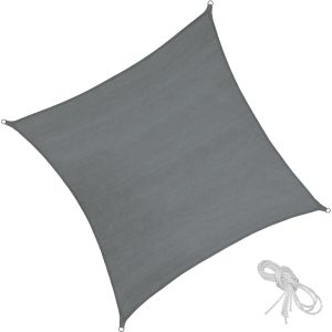 Toldo de polietileno com cuerdas tensoras, 3,6 x 3,6 m, cinzento