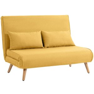 Sofá-cama 120x75x85 cm linho color amarillo Homcom, casa - sófas