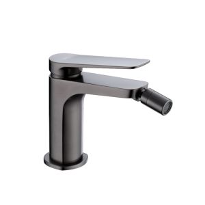 Misturador bidê preto gun metal em latão com cartucho cerâmico e flexíveis