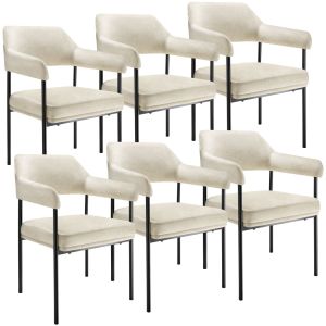 6 cadeiras de sala de jantar de terciopelo 120 kg, 58x62x85 cm, branco roto