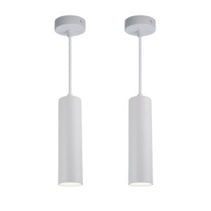 Conjunto 2 luminárias brancas tubo minimalista gu10, 20cm ajustável