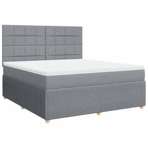 vidaXL cama box spring con colchón tela gris claro 180x200 cm