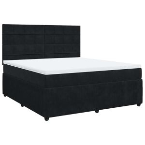 vidaXL cama box spring con colchón terciopelo negro 180x200 cm