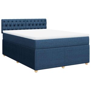 vidaXL cama box spring con colchón tela azul 160x200 cm