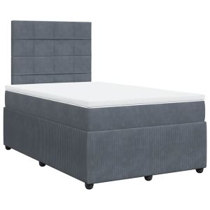 vidaXL cama box spring con colchón terciopelo gris oscuro 120x190 cm