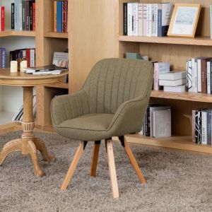 Meubles cosy cadeira de escritório rotativa tecido verde e pé em madeira de