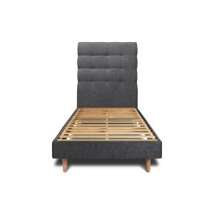 Cama de 90x200 cm com cabeceira estofada - tecido tela fosca - preto