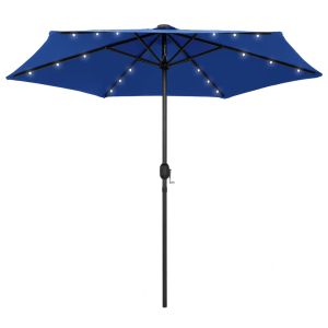 Guarda-sol jardim c/ luzes LED/poste alumínio 270 cm azul-ciano ergft3413