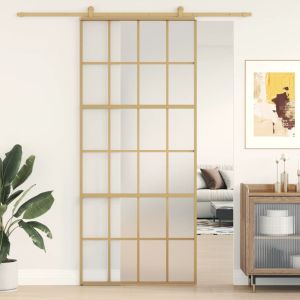 Porta deslizante 90x205 cm vidro esg fosco/alumínio dourado ptxt6158