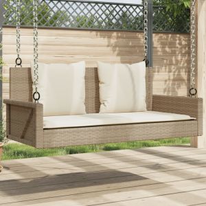 Banco baloiço com almofadões 119x56x48 cm vime pe bege