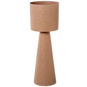 Vaso de plantas com suporte de metal, acabamento rosa fosco