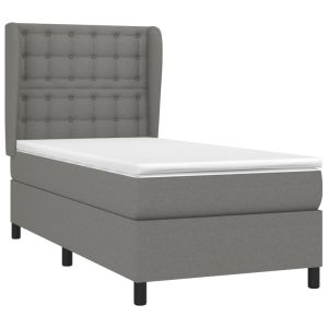 vidaXL cama box spring con colchón tela gris oscuro 90x190 cm