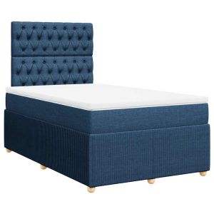 vidaXL cama box spring con colchón tela azul 120x190 cm