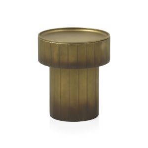 Mesa lateral em metal dourado, 44x44x50cm