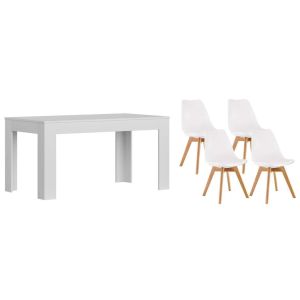 Conjunto mesa extensível de jantar ou cozinha branco + 4 cadeiras nórdicas