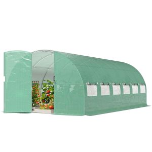 Estufa tipo túnel em aço e pe para jardins 597x295x200 cm