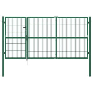 Portão para cerca de jardim com postes 350x140 cm aço verde