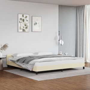 Estrutura cama c/ cabeceira sem colchão 200x200 cm creme pt8961