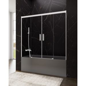Resguardo banheira 2fixos + 2deslizante basic 172-182cm transparente branco