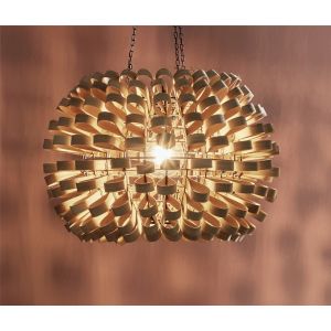 Luminária de teto eos, formato de bola, fitas de fibra natural, 40cm
