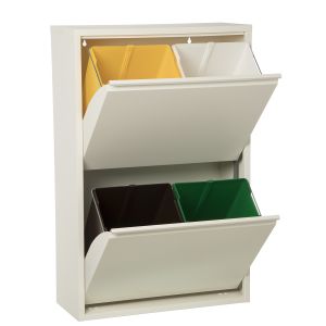 Lixeira de reciclagem com 4 compartimentos, branca fosca - 4 x 18l.