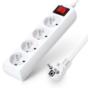 Aigostar regleta extensora de 4 tomadas, proteção infantil, 1,5 m