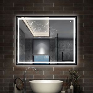 Espelho com luz,100x80cm,com função antiembaciamento,bluetooth,relógio LED