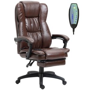 Cadeira de escritório com massagem pu, pp, espuma e nylon color marrón