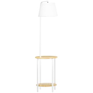 Candeeiro de pé ø37x162cm metal, bambu e linho sintético color blanco