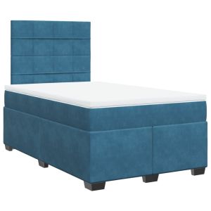 vidaXL cama box spring con colchón terciopelo azul 120x200 cm