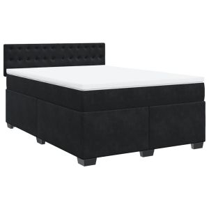 vidaXL cama box spring con colchón terciopelo negro 160x200 cm