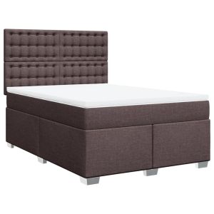 vidaXL cama box spring con colchón tela marrón oscuro 140x200 cm