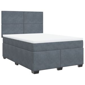 vidaXL cama box spring con colchón terciopelo gris oscuro 140x190 cm