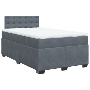vidaXL cama box spring con colchón terciopelo gris oscuro 120x200 cm