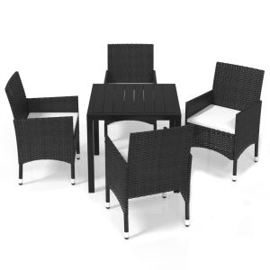 vidaXL juego muebles jardín 5 pzas con cojines ratán sintético negro