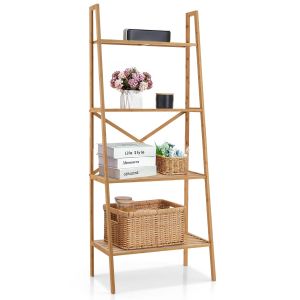Estante de biblioteca - helloshop26 - modelo escada - bambu natural - dispo