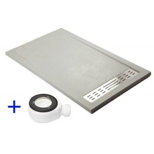 Base de duche premium cinza 90x140 resina + válvula + grelha (140x90)