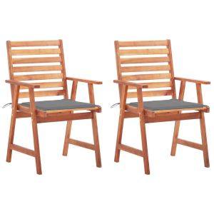 Cadeiras de jantar p/ jardim 2 pcs c/ almofadões acácia maciça