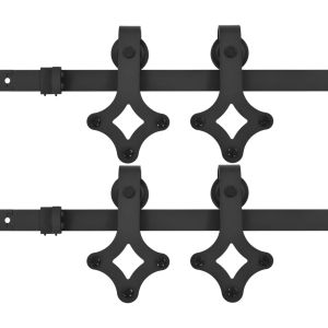 Kit de ferragens para porta de correr vidaxl, aço preto, 2 peças, 183 cm