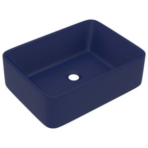 Lavatório luxuoso 41x30x12 cm cerâmica azul-escuro mate