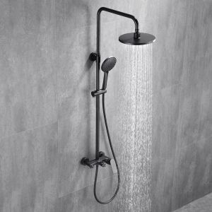 Kibath coluna chuveiro monocomando redonda dak 96-136cm preto de latão