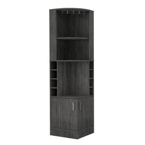 Armário de bar de canto syrah com suporte para copos, castanho