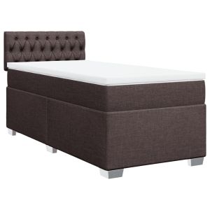 vidaXL cama box spring con colchón tela marrón oscuro 100x200 cm