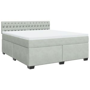 vidaXL cama box spring con colchón terciopelo gris claro 180x200 cm